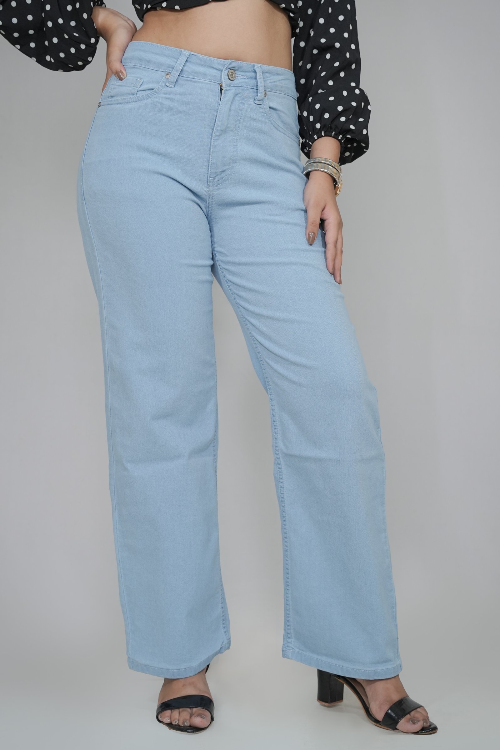 BelleGirl High Waist Jeans straight fit - Sky Blue