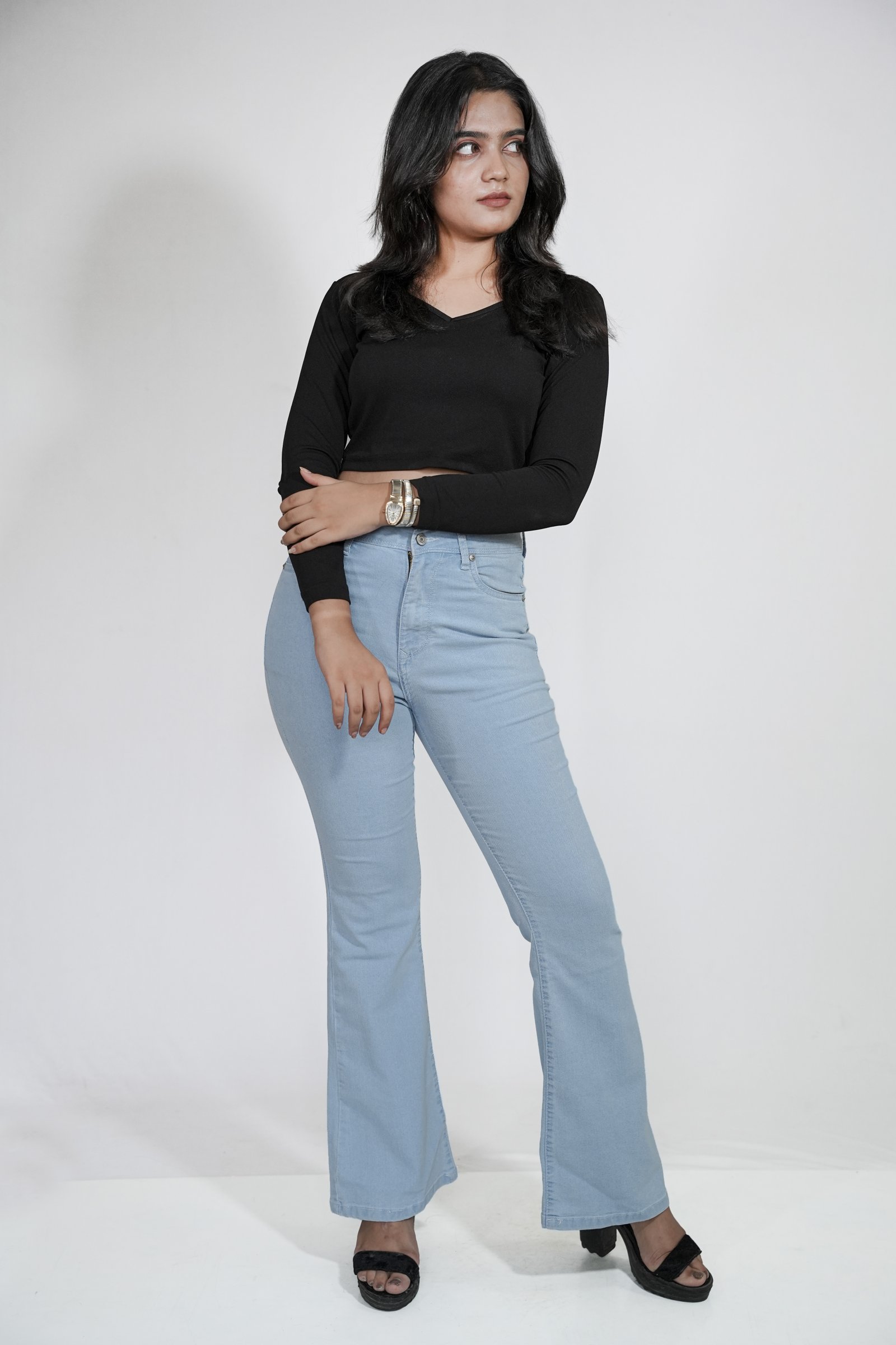 BelleGirl High Waist boot cut Jeans - Charcoal Grey